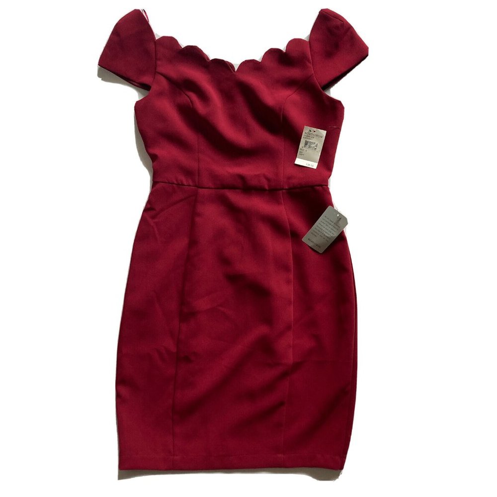 Nordstrom Off Shoulder Dress Burgundy Pencil Dress Knee Length Women's Small